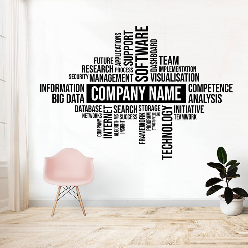 Office Furniture Company - Aangepaste bedrijfsnaam muur sticker, vinyl muur