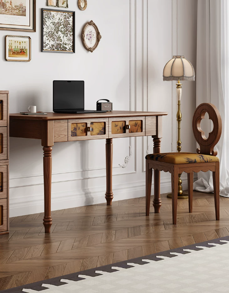 Office Furniture Set - Thuiskantoor Bureauset Elegant Vintage Studiemeubilair Gestoffeerde