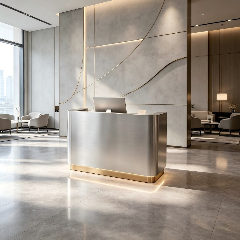 Office Furniture Company - Italiaans roestvrijstalen bedrijfsreceptiebalie Scandinavisch high-end hotel