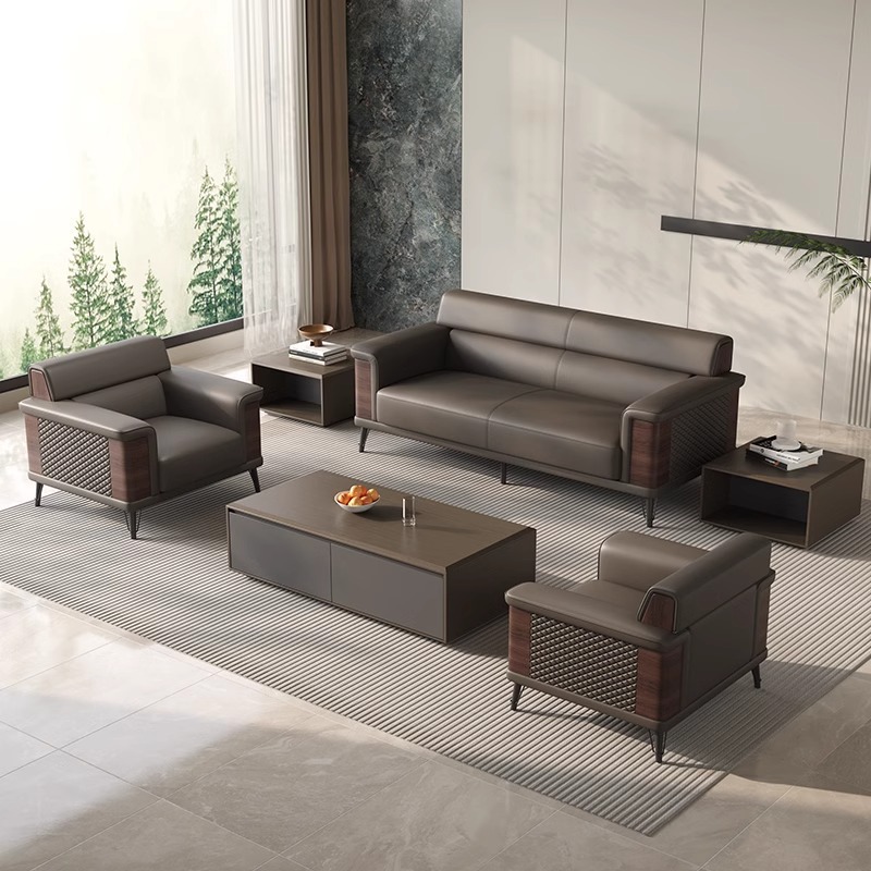 Office Furniture Company - Hoge Pu Lederen Kantoorbanken Koffie Combinatie