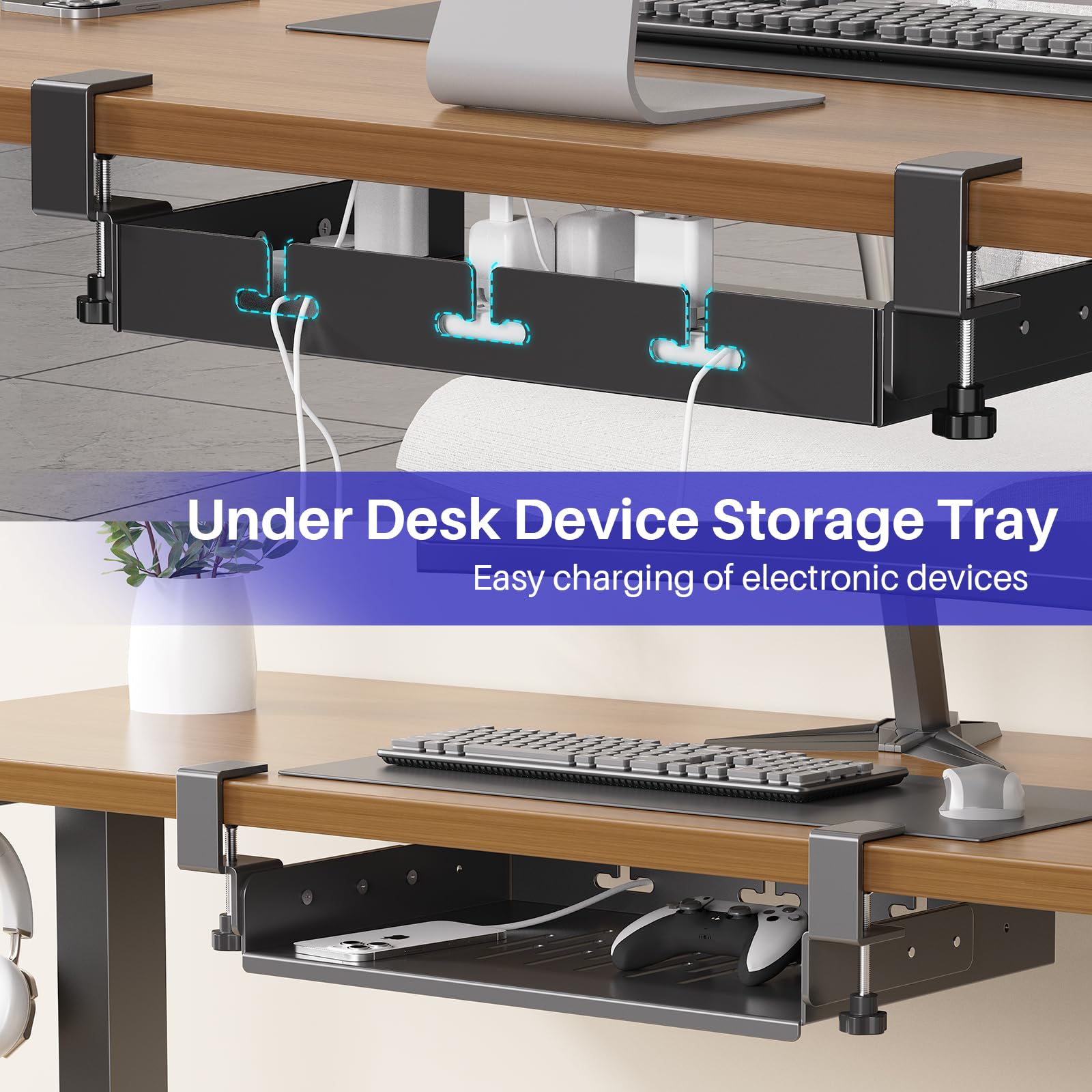 Geen boor nodig, laptop houder - Cable Tray Under Desk recensie en prijs