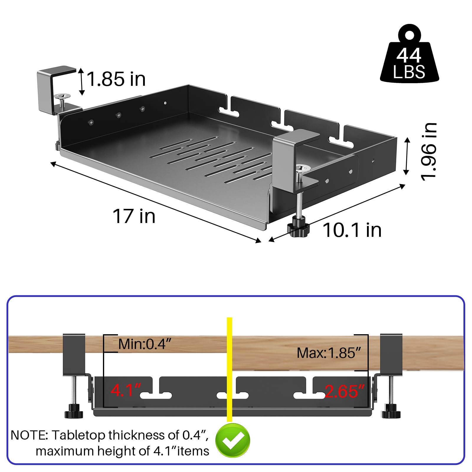Geen boor nodig, laptop houder - Cable Tray Under Desk recensie en prijs