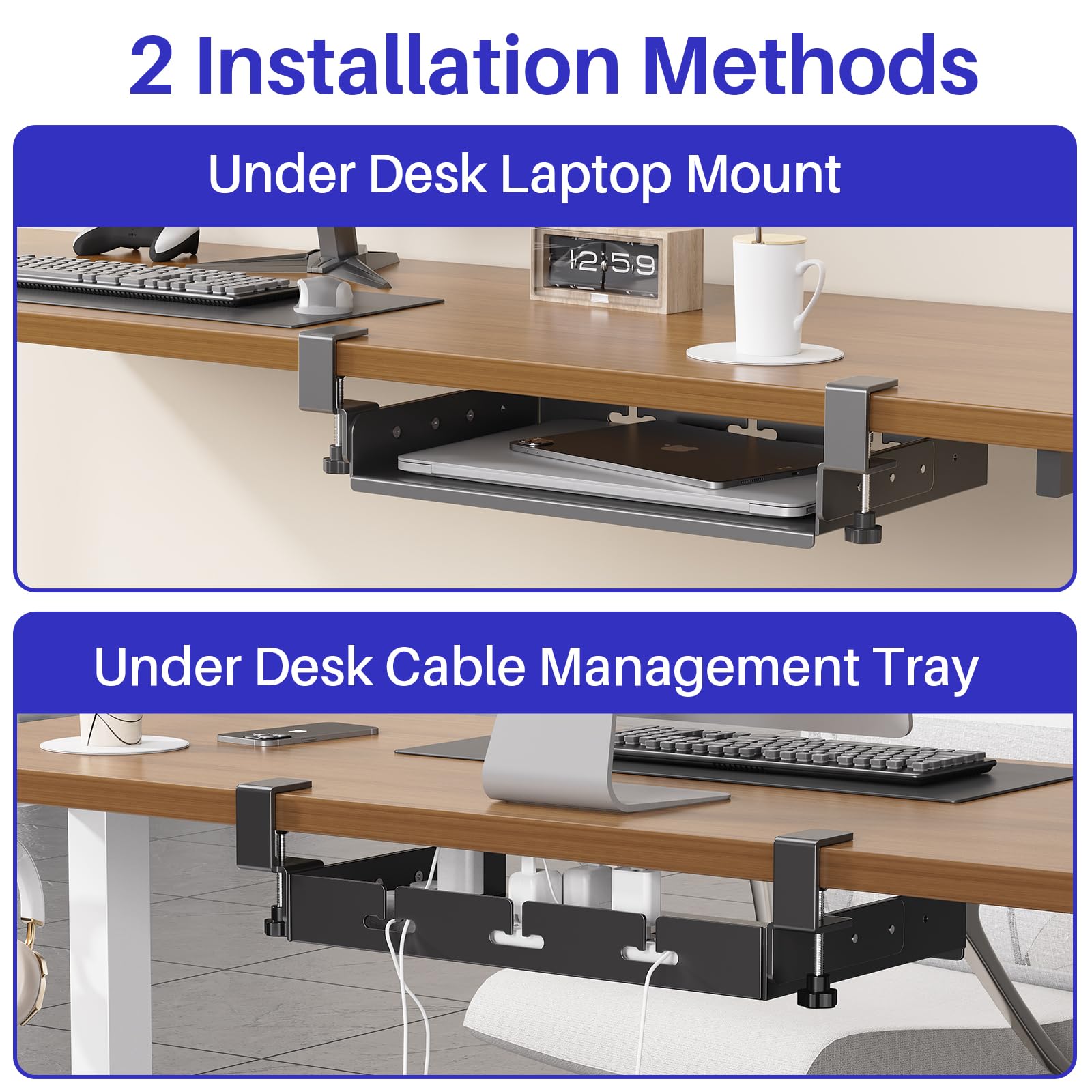 Geen boor nodig, laptop houder - Cable Tray Under Desk recensie en prijs