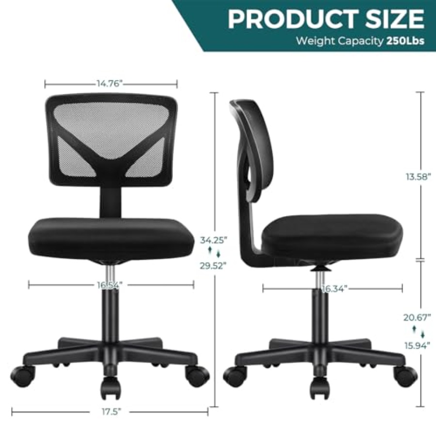Kleine bureaustoel zonder arml - Task Chair Mid Back recensie en prijs